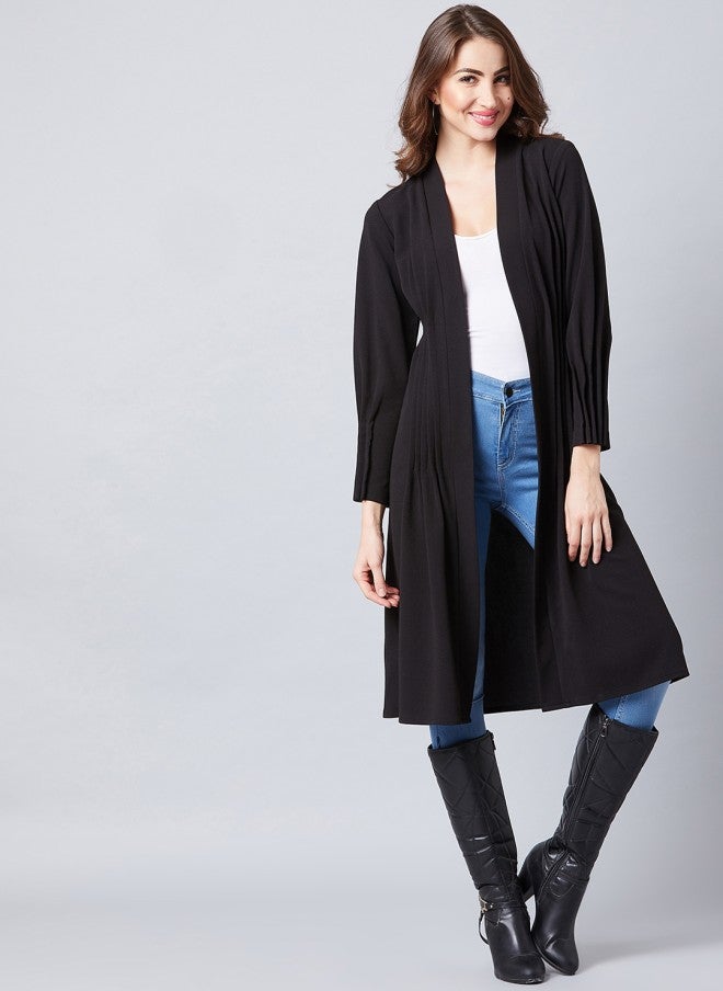 Athena سترة سوداء بسيطة مفتوحة من الأمام للنساء - Image 1