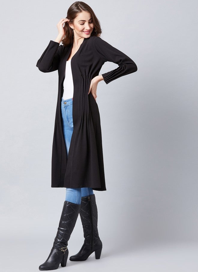 Athena سترة سوداء بسيطة مفتوحة من الأمام للنساء - Image 2