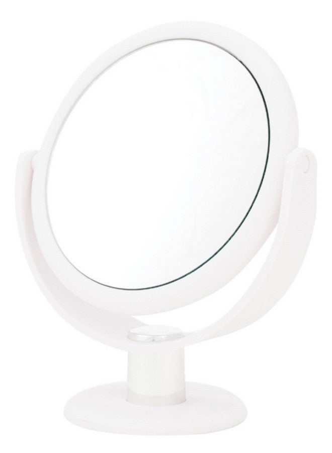 دانييل مرآة مكياج دائرية قابلة للحمل على الوجهين مقاس 6.75 بوصة من كرييشنز، لمسة ناعمة مع دوران 360 درجة، تكبير 10 مرات باللون الأبيض - Image 1