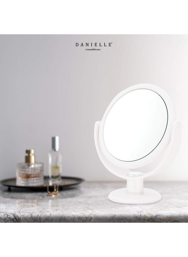 دانييل مرآة مكياج دائرية قابلة للحمل على الوجهين مقاس 6.75 بوصة من كرييشنز، لمسة ناعمة مع دوران 360 درجة، تكبير 10 مرات باللون الأبيض - Image 5