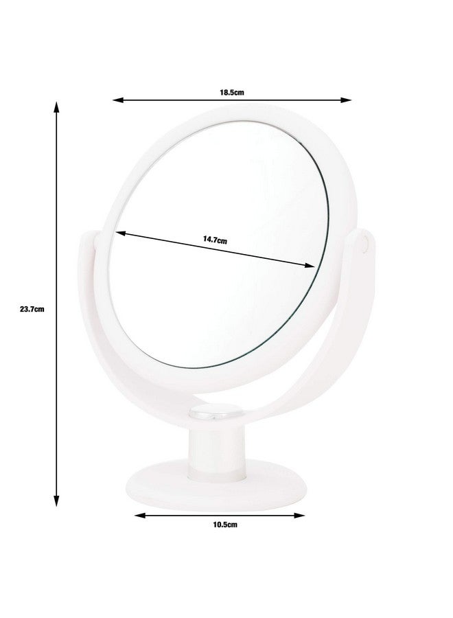 دانييل مرآة مكياج دائرية قابلة للحمل على الوجهين مقاس 6.75 بوصة من كرييشنز، لمسة ناعمة مع دوران 360 درجة، تكبير 10 مرات باللون الأبيض - Image 3