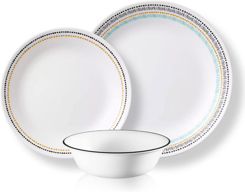 Corelle طقم أطباق عشاء كوريل فيتريل زجاج مقاوم للتشقق 4 قطع بالوما - Image 1