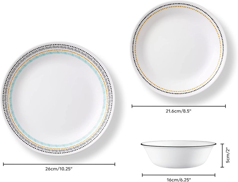 Corelle طقم أطباق عشاء كوريل فيتريل زجاج مقاوم للتشقق 4 قطع بالوما - Image 2