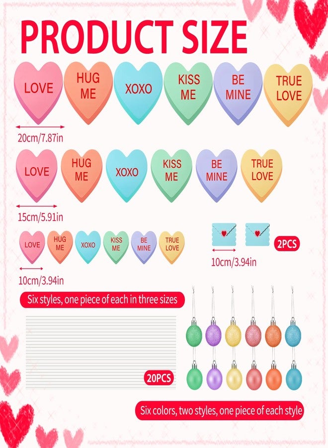 Vertintong 34 Pcs Valentines Tree Decorations 20 Extra Large Heart Picks Ornaments 12 Pastel Ball Picks and 2 Valentine Envelopes Valentine Ornaments for Tree Topper Home Office Party Decorations - Image 2