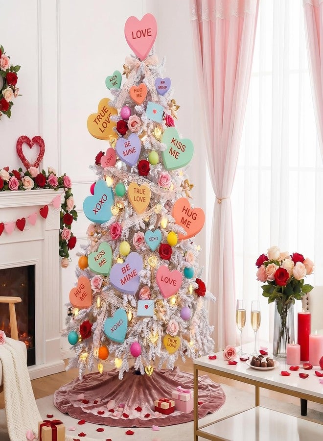 Vertintong 34 Pcs Valentines Tree Decorations 20 Extra Large Heart Picks Ornaments 12 Pastel Ball Picks and 2 Valentine Envelopes Valentine Ornaments for Tree Topper Home Office Party Decorations - Image 4