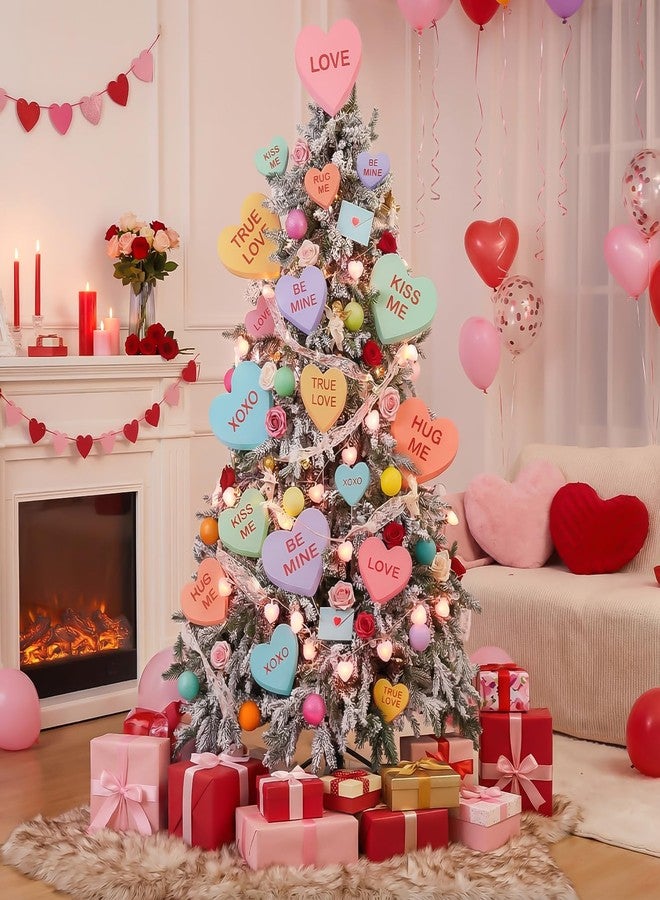 Vertintong 34 Pcs Valentines Tree Decorations 20 Extra Large Heart Picks Ornaments 12 Pastel Ball Picks and 2 Valentine Envelopes Valentine Ornaments for Tree Topper Home Office Party Decorations - Image 5