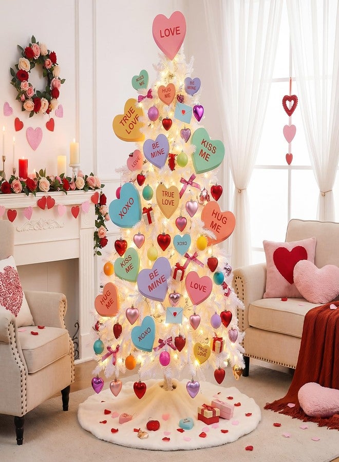 Vertintong 34 Pcs Valentines Tree Decorations 20 Extra Large Heart Picks Ornaments 12 Pastel Ball Picks and 2 Valentine Envelopes Valentine Ornaments for Tree Topper Home Office Party Decorations - Image 3