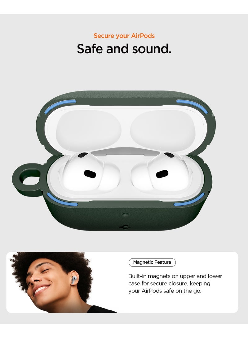 Spigen Vault AirPods Pro 3 Case (3rd Generation) Shockproof Protective Cover with Carabiner (2025) Secure Lock Magnets Embedded - Midnight Green - Image 4