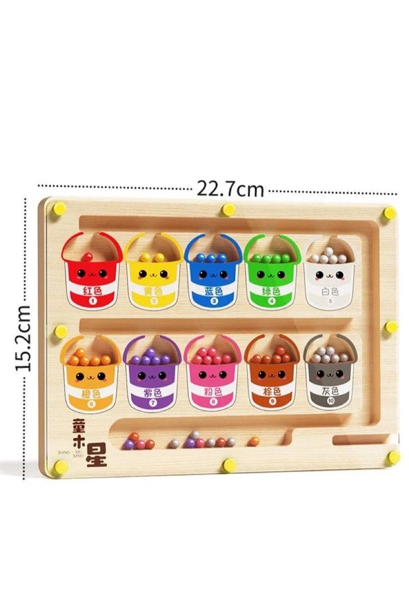 Magnetic Maze for Toddler, Magnetic Color and Number Maze, Montessori Wooden Color Matching Learning Counting Puzzle Board, Counting Matching Activities Fine Motor Skills Toys for Kids - Image 1