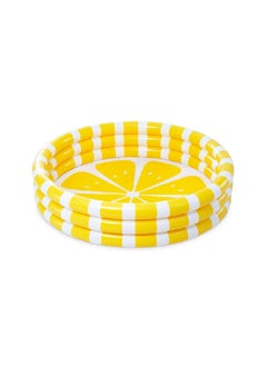 Zesty Lemon Design Round Inflatable Kiddie Pool Yellow and White 1.47 m x 33 cm INT58432