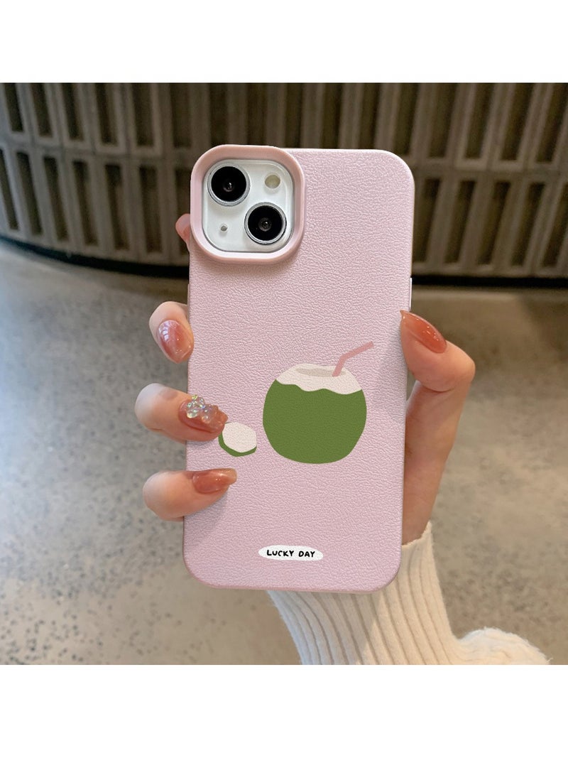 NIBEMINENT Green Coconut Protective TPU Case Cover For iPhone 14 Plus, Pink