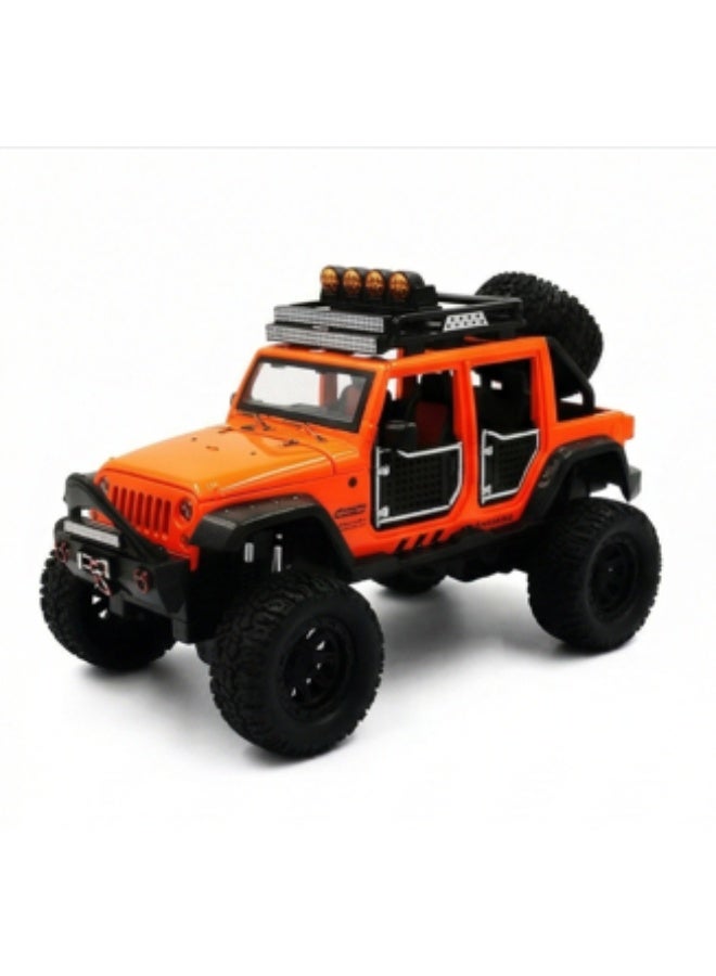 لعبة جيب، نموذج مصغر بمقياس 1:24 لسيارة جيب رانجلر روبيكون من شركة جيب أوف رود كينجز | نموذج جيب برتقالي لهواة الجمع والأطفال | تفاصيل واقعية وبنية متينة - Image 1