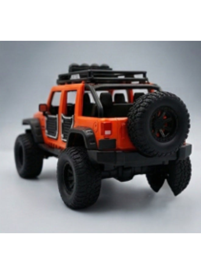 لعبة جيب، نموذج مصغر بمقياس 1:24 لسيارة جيب رانجلر روبيكون من شركة جيب أوف رود كينجز | نموذج جيب برتقالي لهواة الجمع والأطفال | تفاصيل واقعية وبنية متينة - Image 3