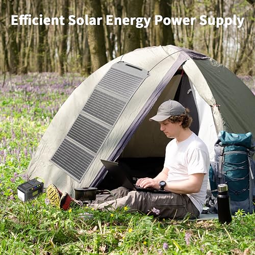 MHPOWOS [Upgraded] MHPOWOS 40W Portable Solar Panel Charger with Triple Output (USB-C/USB-A/DC), 23% High-Efficiency & IP65 Water Resistant, Ultra-Compact Design for Backpack Camping Hiking Phone Power Bank - Image 5