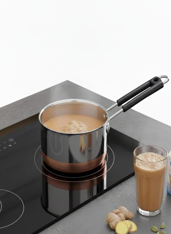 SHIFA CRAFT Tea Maker Milk Coffee pan bhgoni Stainless Steel Copper Bottom Sauce Pan, Flat Base Sauce Pan, Tea Pan, Milk Pan Tapeli Patila, Pot Saucepan 10 no. (1 Litter)/ - Image 4