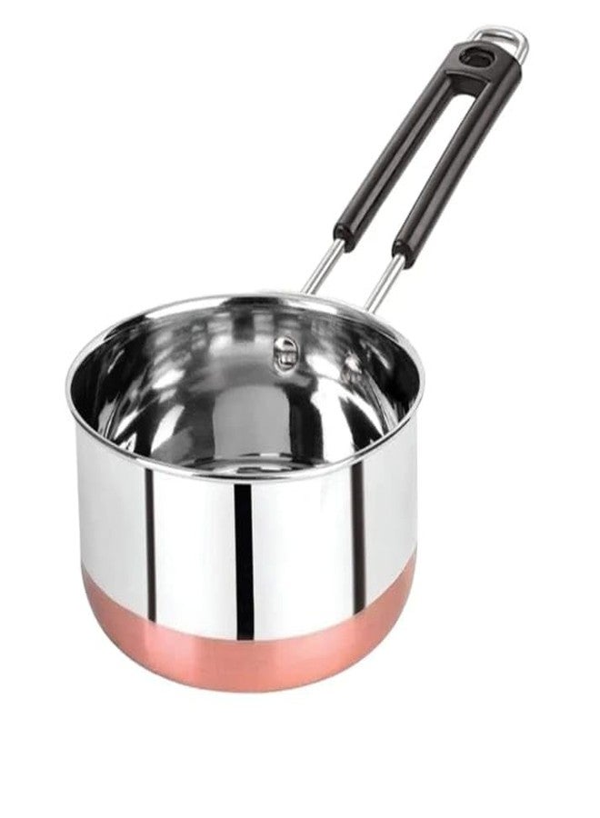 SHIFA CRAFT Tea Maker Milk Coffee pan bhgoni Stainless Steel Copper Bottom Sauce Pan, Flat Base Sauce Pan, Tea Pan, Milk Pan Tapeli Patila, Pot Saucepan 10 no. (1 Litter)/ - Image 1