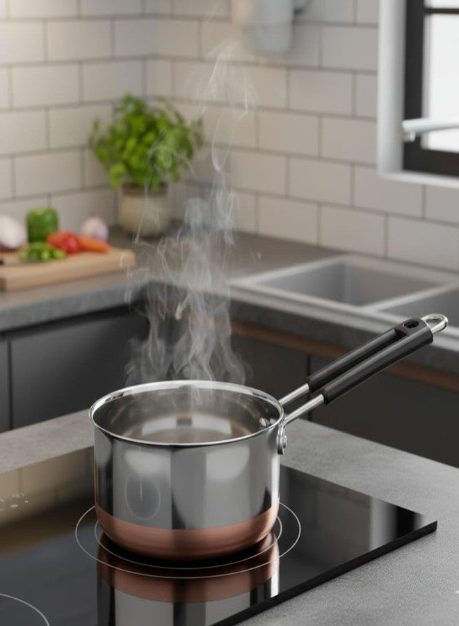 SHIFA CRAFT Tea Maker Milk Coffee pan bhgoni Stainless Steel Copper Bottom Sauce Pan, Flat Base Sauce Pan, Tea Pan, Milk Pan Tapeli Patila, Pot Saucepan 10 no. (1 Litter)/ - Image 5