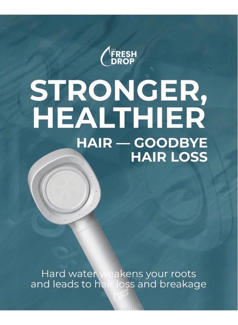 The Fresh Drop رأس دش وفلتر دش فاخر ومعتمد بشهادة الآيزو (ISO) للعناية بالشعر والبشرة من "ذا فريش دروب" | فلترة متطورة وعالية الكفاءة لإزالة الكلور والصدأ والملوثات والشوائب والترسبات الضارة لتوفير مياه نقية لبشرة ناعمة وشعر صحي - Image 1