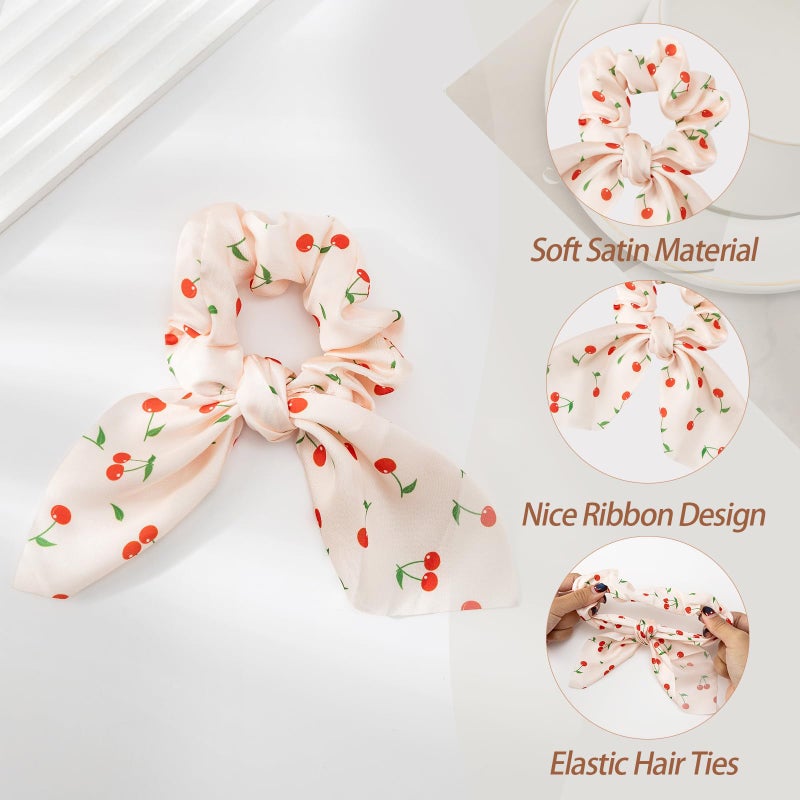 Glaudmeiss 6 PCS Bow Silk Scrunchies, Hair Ties with Bows, Hair Scrunchies for Women Girls, Knotted Bow Silk Hair Ties, Satin Hair Ribbon Elastic Hair Tie Hair Accessories - Image 3