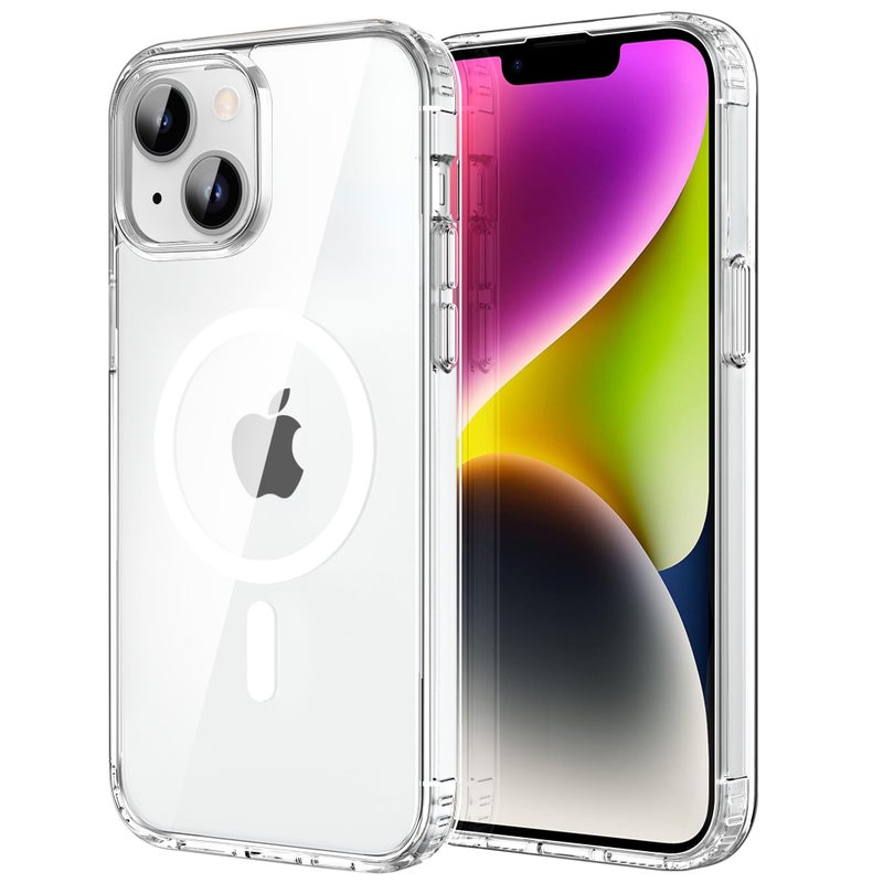 CACOE Magnetic Case for iPhone 13 & iPhone 14 6.1 inch-Compatible with MagSafe & Magnetic Car Phone Mount,Not Yellowing Anti-Scratch (Clear) - Image 1