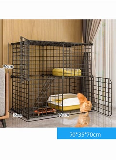 Reelyo 2 Floors 1 Row Pet Shop Outdoor Cat Cage Cat Show Metal Foldable Cat Cage Black  - Image 2