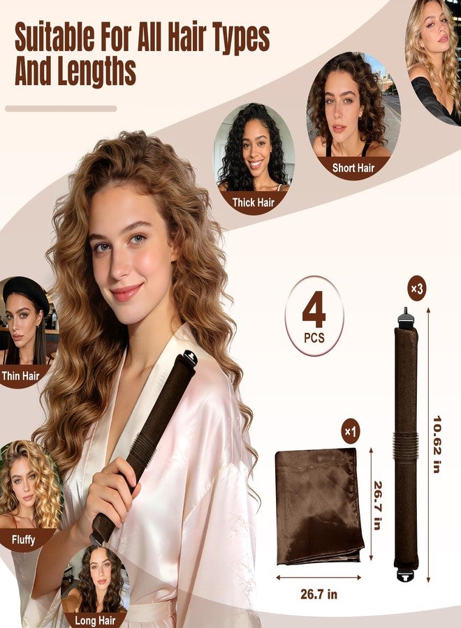 TULOBI 3 Pcs Heatless Curls Overnight - Upgraded Velvet Heatless Hair Curler with Velcro Fastener, Overnight Jumbo Blowout Rods, Hair Curlers to Sleep in for All Hair Types (Brown) - Image 5