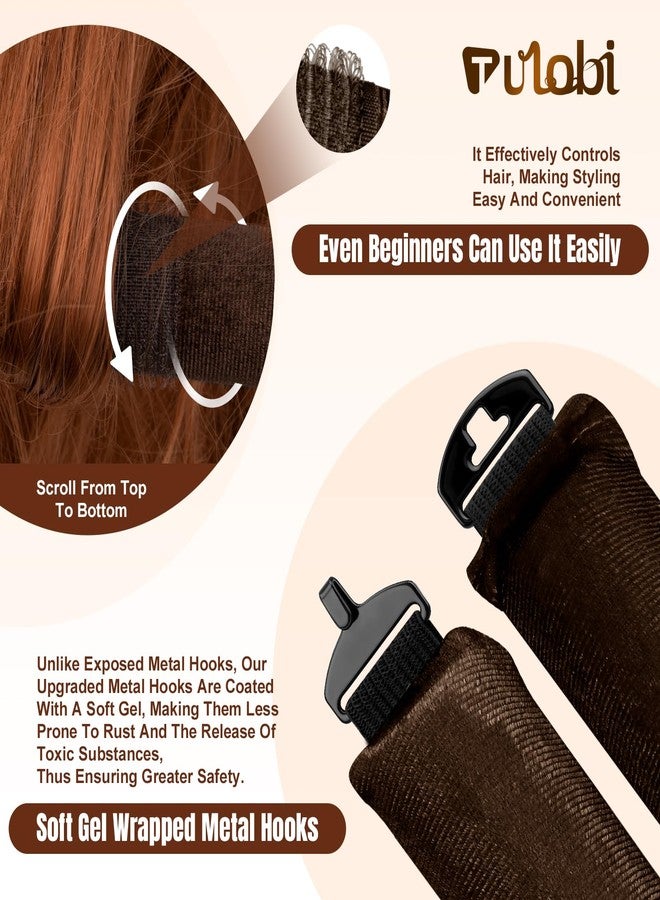 TULOBI 3 Pcs Heatless Curls Overnight - Upgraded Velvet Heatless Hair Curler with Velcro Fastener, Overnight Jumbo Blowout Rods, Hair Curlers to Sleep in for All Hair Types (Brown) - Image 4