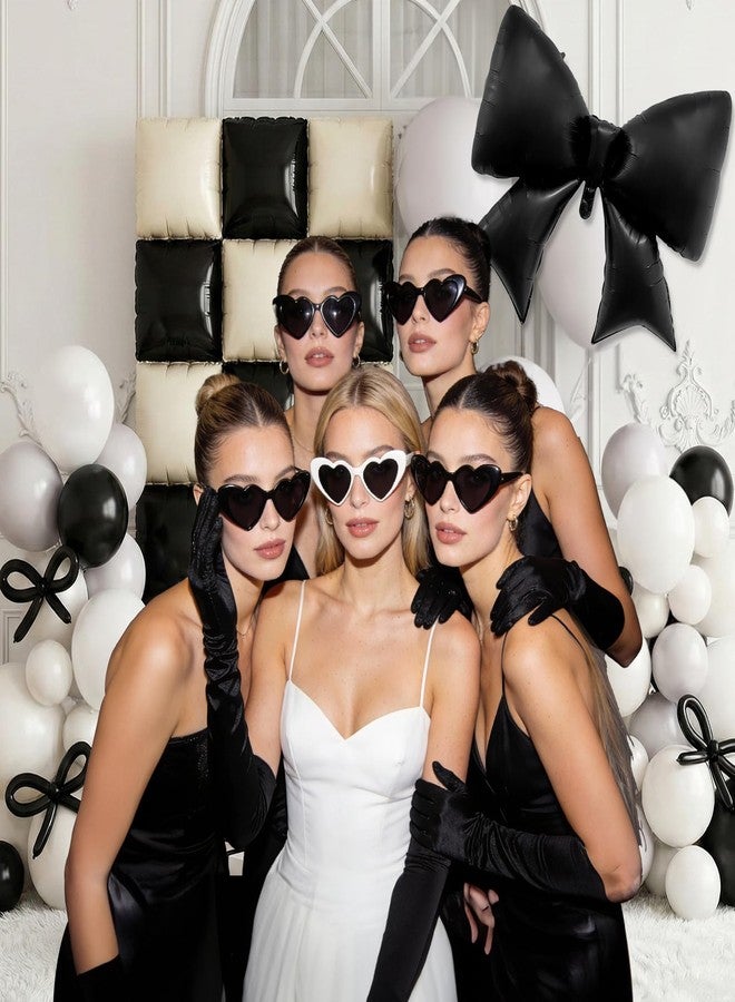 Winrayk 187Pcs Black and White Bow Balloon Arch Kit for Women Girl Black Bow Birthday Decorations Checkered Square Foil Balloons Pearl White Balloon Bridal Shower Wedding Coquette Birthday Party Decor - Image 3