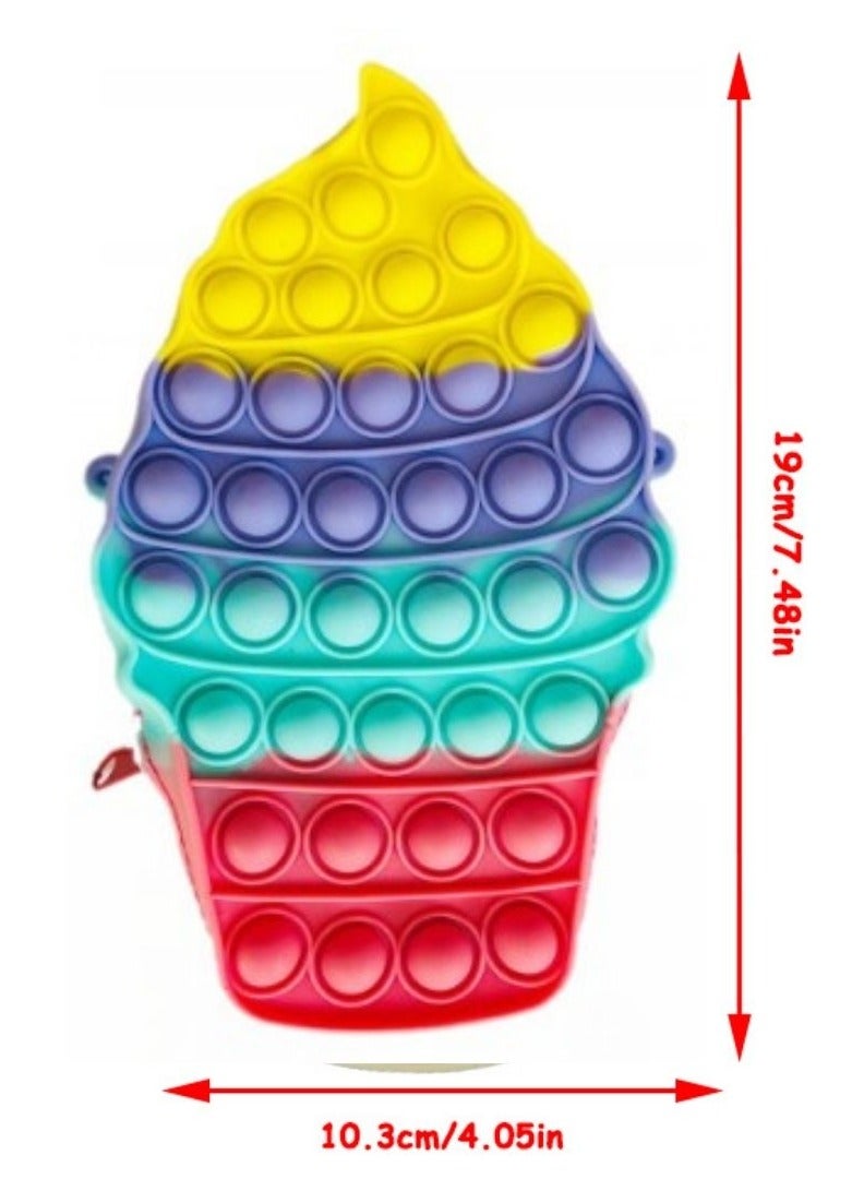 Prime Pop It Wallet Ice Cream Shape Cute Kawaii Fidget Sensory Educational Relieve Anti Stress Adult Kid Holiday Silicone Toy Gift Crossbody Toy Bag For Kids - Image 2