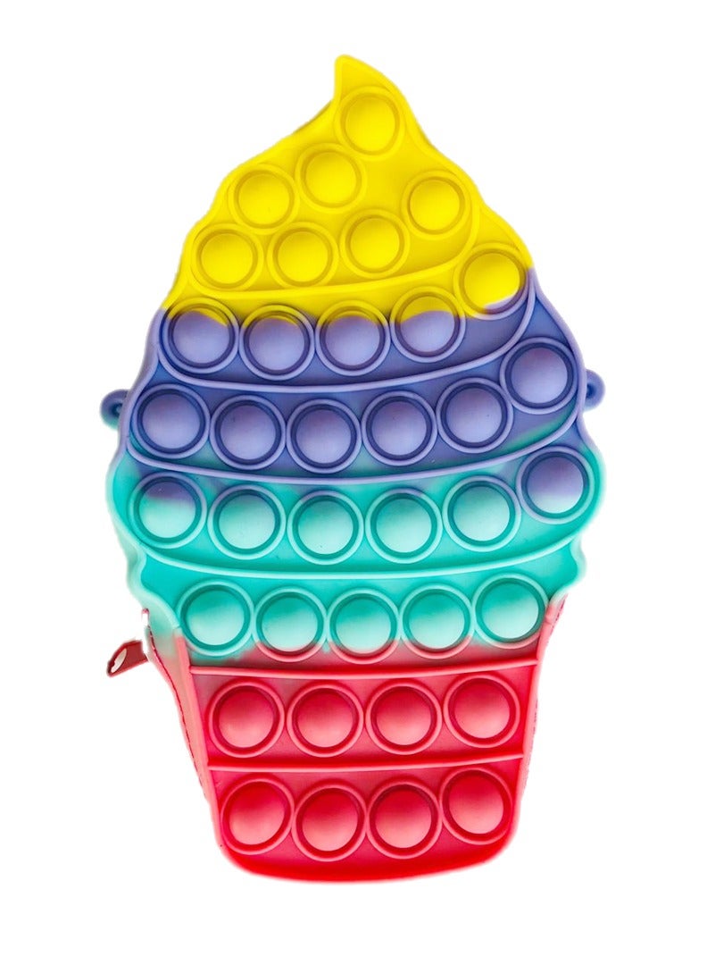 Prime Pop It Wallet Ice Cream Shape Cute Kawaii Fidget Sensory Educational Relieve Anti Stress Adult Kid Holiday Silicone Toy Gift Crossbody Toy Bag For Kids - Image 1