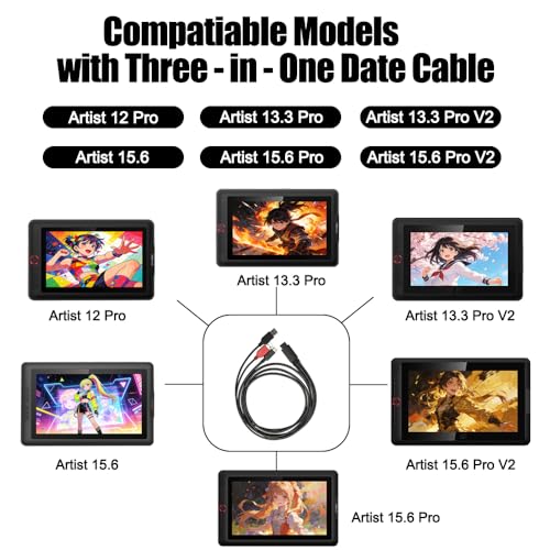 Spaseeba 3-in-1 Cable only Suitable for xppen Artist10S Artist12Pro Artist13.3Pro Artist15.6 Artist15.6Pro Drawing Pen Tablet - Image 2