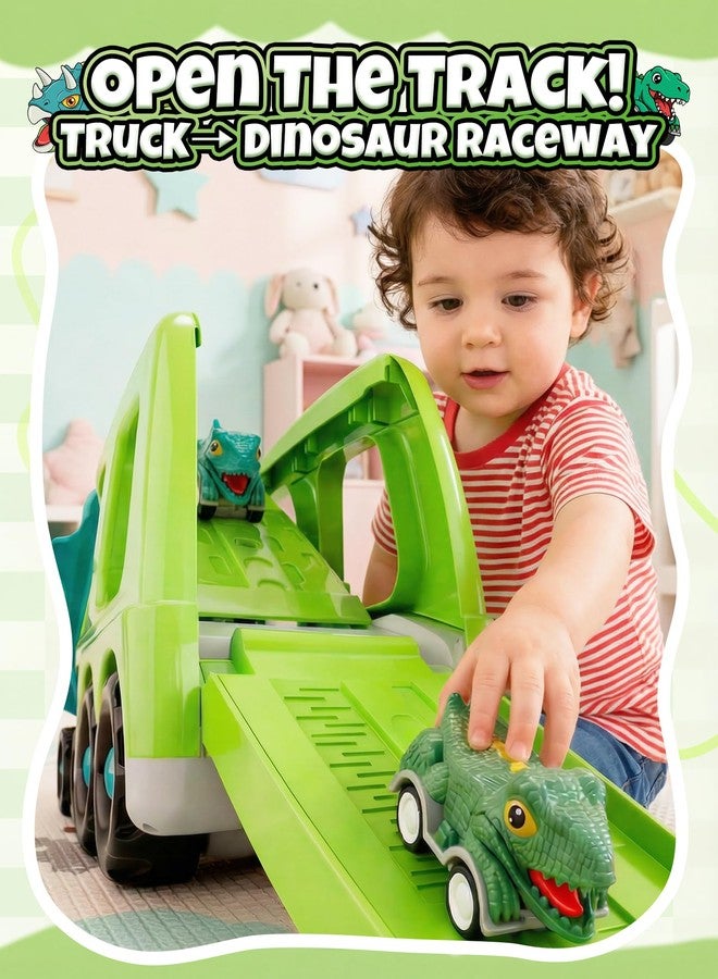 Cozycharm 9 in 1 Dinosaur Toys for Boys, Dinosaur Transport Truck with 8 Pull Back Dino Cars, Toys for 3 4 5+ Year Old Toddlers, Birthday for Grandkids, Blue Green - Image 5