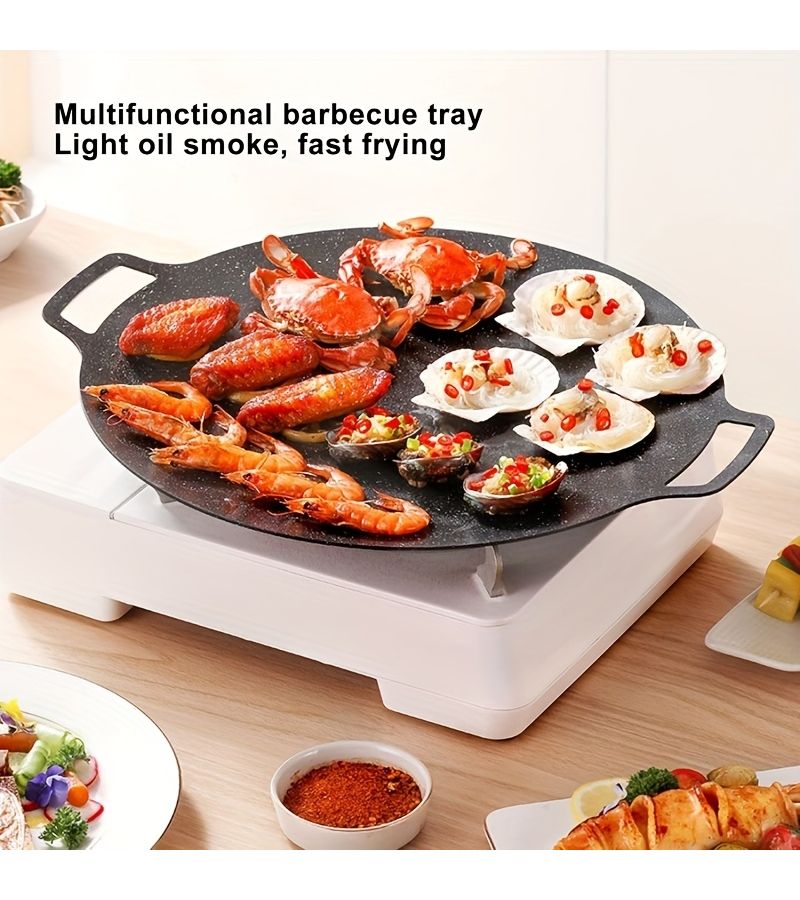 3pcs Cast Iron Cookware Set Nonstick Portable Easy Clean Black Speckled Interior Camping Stovetop Oven Use - Image 1