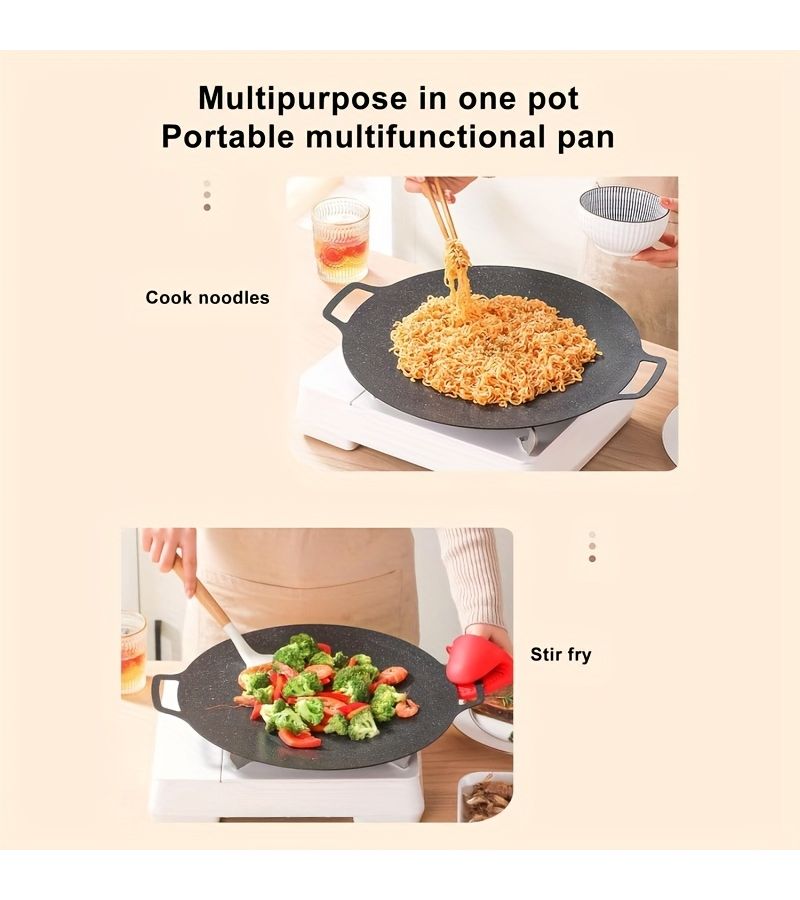 3pcs Cast Iron Cookware Set Nonstick Portable Easy Clean Black Speckled Interior Camping Stovetop Oven Use - Image 4