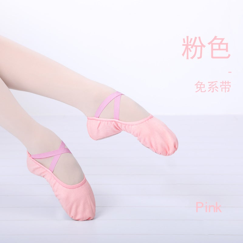 Generic Childrens Dance Shoes Yoga Shoes Ballet Shoes Adult Lace-up Free Practice Chinese Dance Cat Claw Shoes Soft Sole Dance Shoes Pink-No lacing 