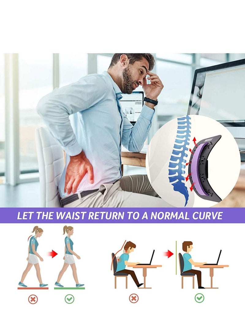 إسكدنيا Back Stretcher - 3 Heights Adjustable Back Stretcher For Pain Relief, Lower Back Stretcher With Massaging Points  Cushion Foam, Spine Deck For Office Chair, Car, Travel(Purple) - Image 5