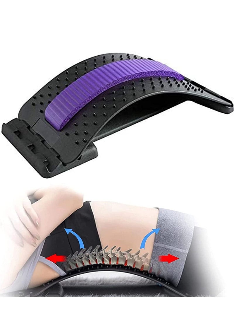إسكدنيا Back Stretcher - 3 Heights Adjustable Back Stretcher For Pain Relief, Lower Back Stretcher With Massaging Points  Cushion Foam, Spine Deck For Office Chair, Car, Travel(Purple) - Image 1