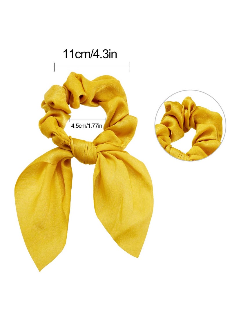 Yaomiao Yaomiao 12 Pieces Scrunchie Bows Bunny Ear Scrunchies Scrunchies for Hair Bow Silk Bowknot Scrunchies Bobbles Elastic Hair Ties Ropes for Women Girls  - Image 2