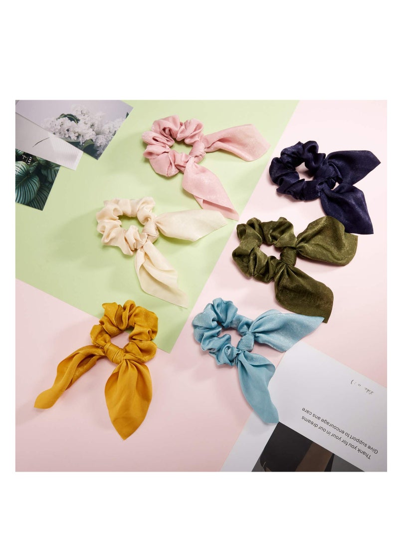 Yaomiao Yaomiao 12 Pieces Scrunchie Bows Bunny Ear Scrunchies Scrunchies for Hair Bow Silk Bowknot Scrunchies Bobbles Elastic Hair Ties Ropes for Women Girls  - Image 4