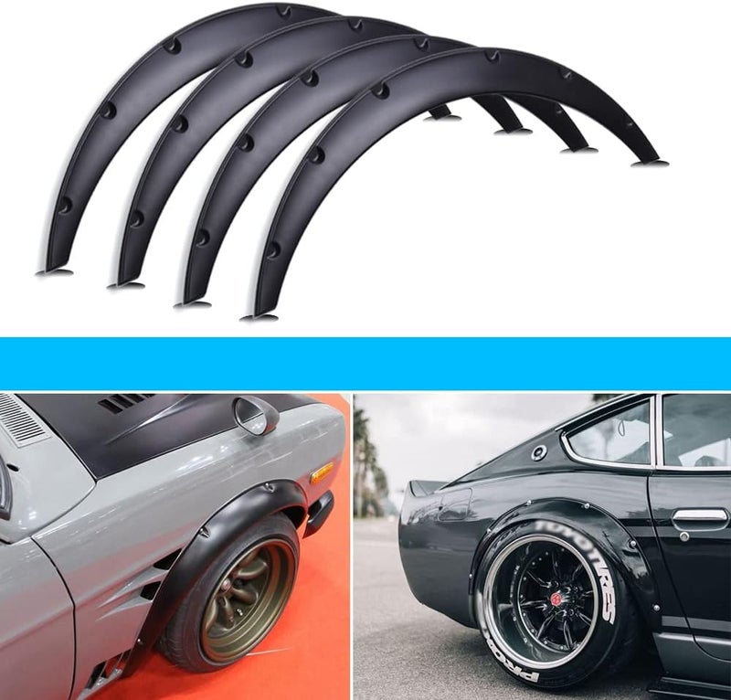DREAMIZER 4x 2"/50mm Flexible Car Fender Flares Universal Extra Wide Body Kit Wheel Arch Protector - Image 1