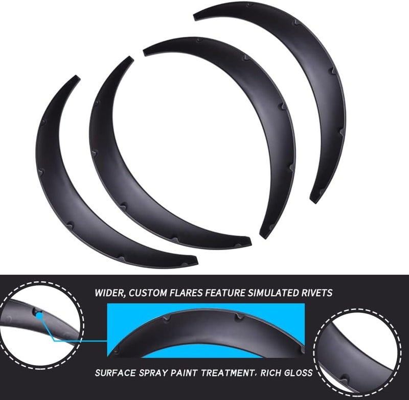 DREAMIZER 4x 2"/50mm Flexible Car Fender Flares Universal Extra Wide Body Kit Wheel Arch Protector - Image 4