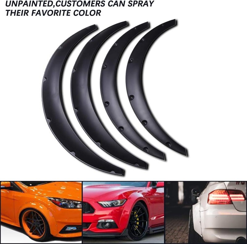 DREAMIZER 4x 2"/50mm Flexible Car Fender Flares Universal Extra Wide Body Kit Wheel Arch Protector - Image 5