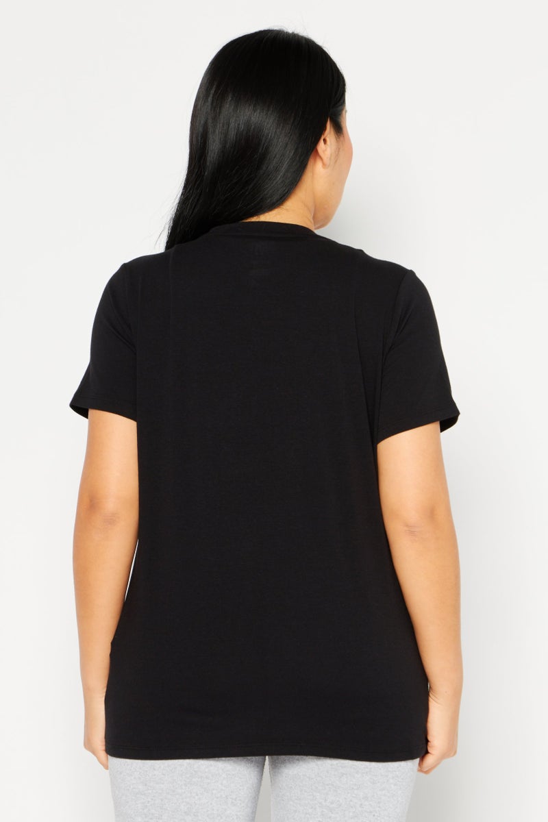 DKNY Women Sportswear Fit Short Sleeve Training Top, Black - Image 3