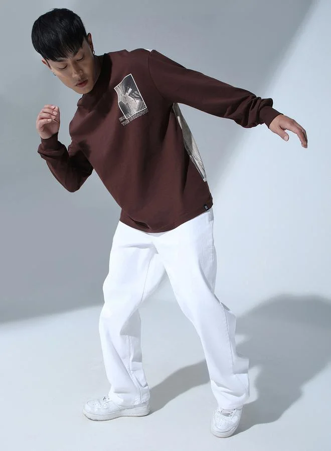 Hubberholme Back & Front Graphic Print T-Shirt with Long Sleeves by Styli