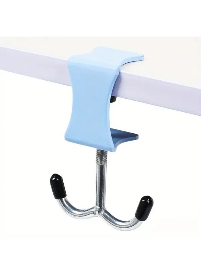 منظم الخطاف موراندي الأزرق بدون حفر رف تخزين تحت المكتب مع خطافات مزدوجة - Image 1