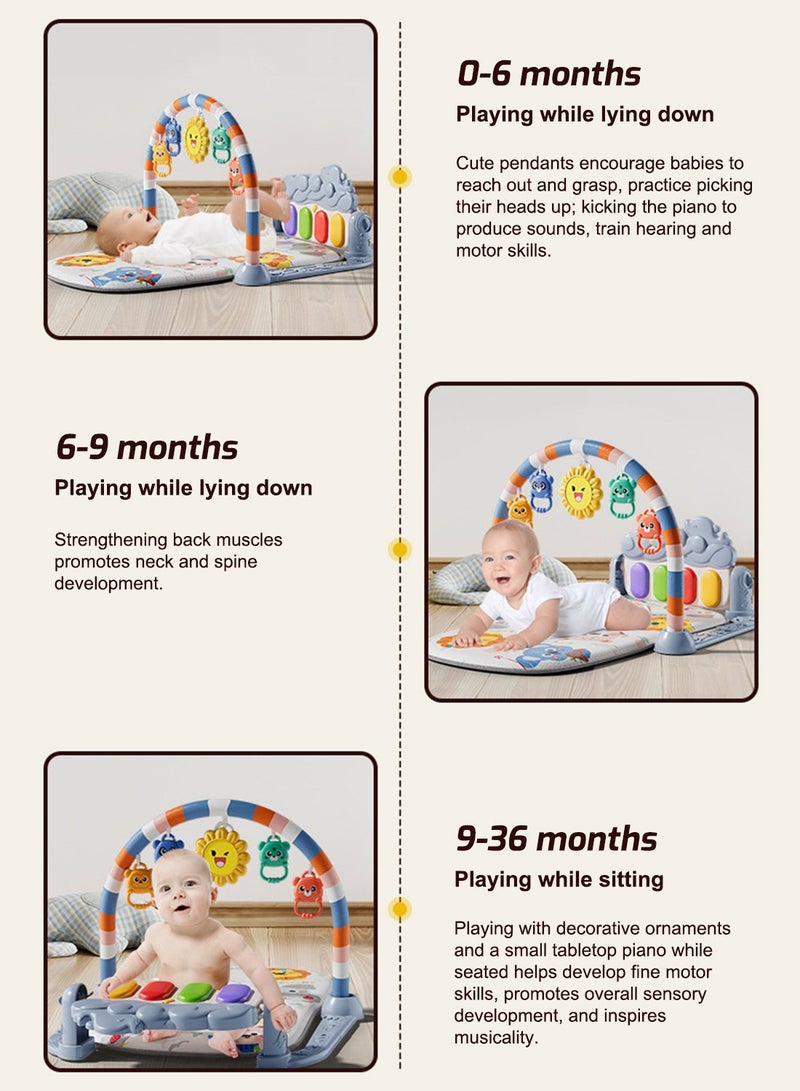 MaBaby 3-in-1 Baby Play Mat Gym with Piano Keyboard,Activity Gym for Newborns 0-36 Months – Kick & Play Musical Mat with Hanging Rattles, Lights & Early Education Toys for Tummy Time, Sit & Play - Image 3