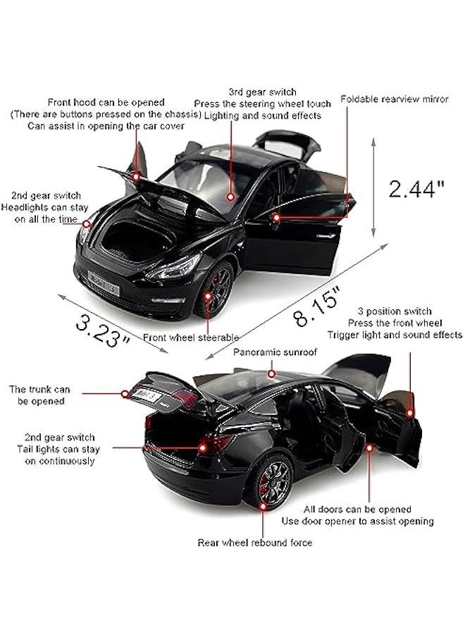 Generic - 1:24 Scale Model 3 Alloy Car Model Diecast Toy Vehicles for Kids, car Model 3 Gull Wing Door，Pull Back Alloy Car with Lights and Music,Gifts for Boys and Girls - Image 1