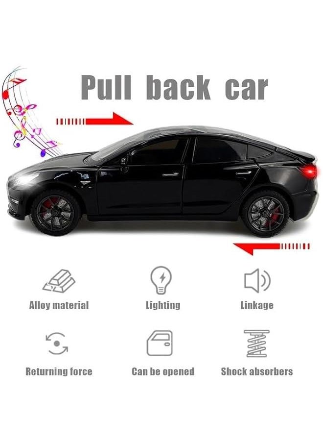 Generic - 1:24 Scale Model 3 Alloy Car Model Diecast Toy Vehicles for Kids, car Model 3 Gull Wing Door，Pull Back Alloy Car with Lights and Music,Gifts for Boys and Girls - Image 1
