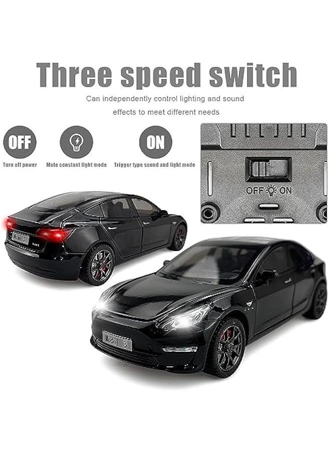 Generic - 1:24 Scale Model 3 Alloy Car Model Diecast Toy Vehicles for Kids, car Model 3 Gull Wing Door，Pull Back Alloy Car with Lights and Music,Gifts for Boys and Girls - Image 1