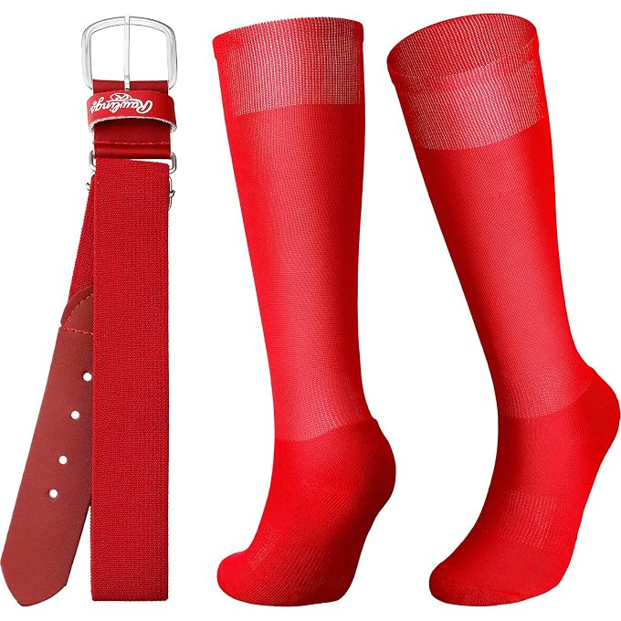 Zhanmai BASEBALL BELT AND SOCKS COMBO ADJUSTABLE SOFTBALL SOCKS AND BELT ELASTIC WAIST BELT FOR YOUTH BOYS GIRLS, AND ADULT - Image 1